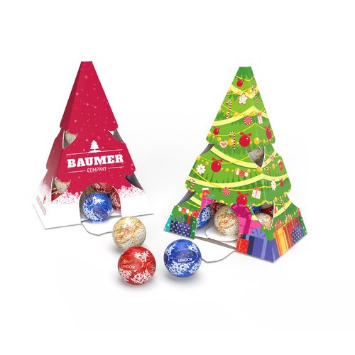 102872 - LINDT LINDOR SAPIN DE NOËL
dans un carton personnalisable - 1-Objet-Pub