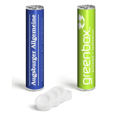 BÂTONNET CYLINDRIQUE AVEC 12 PASTILLES À LA MENTHE OU AUX FRUITS