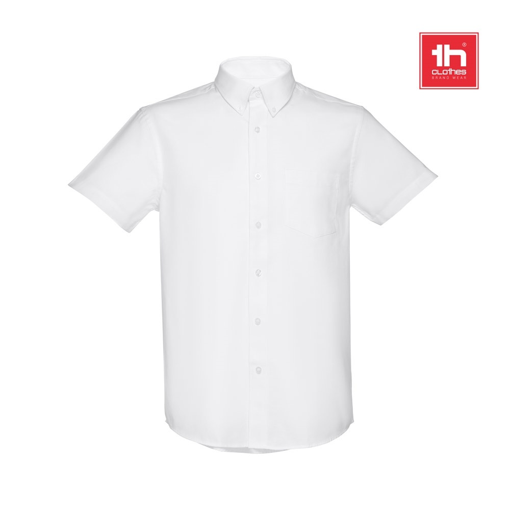 THC LONDON WH. Chemise oxford à manches courtes pour homme. Couleur blanche