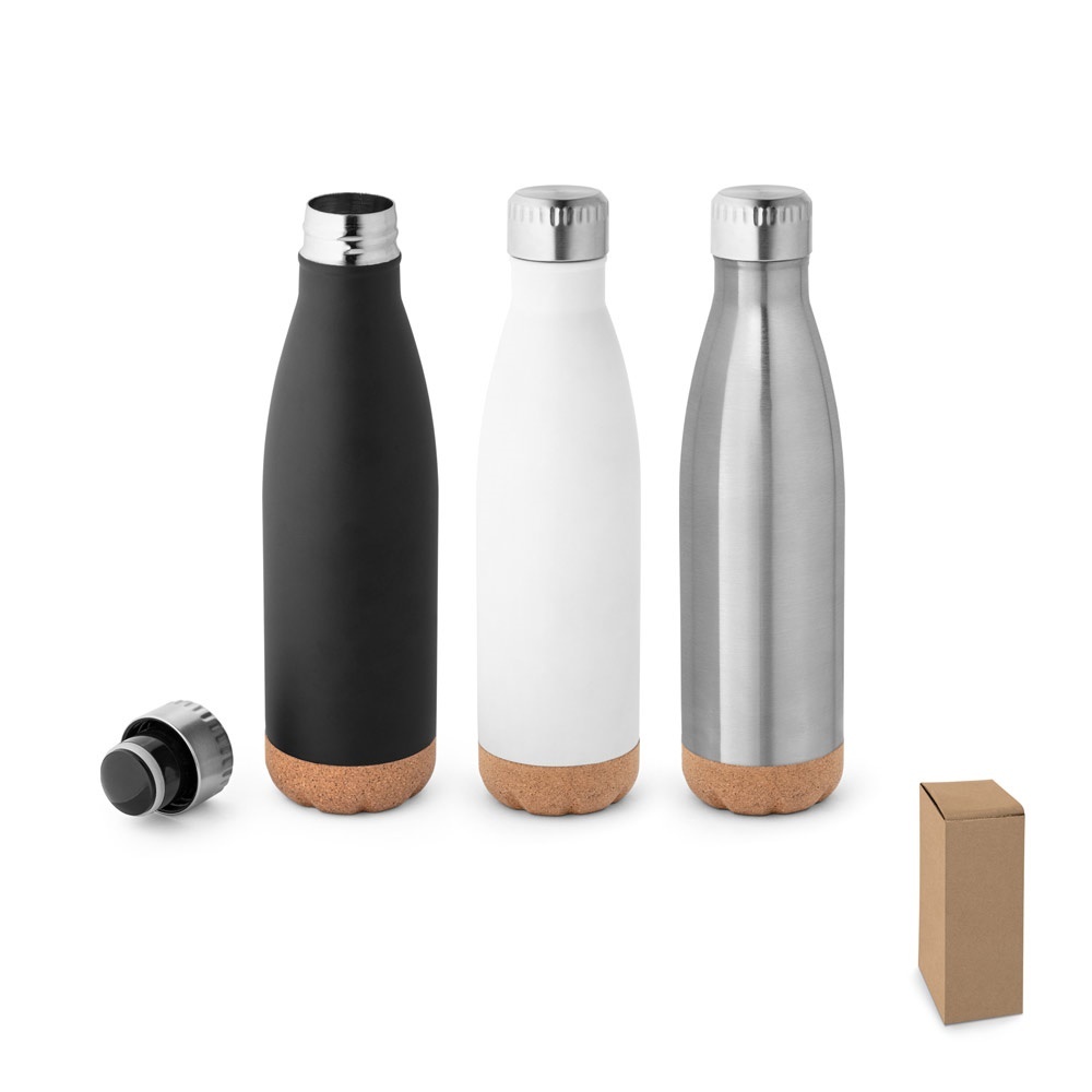 SOLBERG. Thermos 560mL en acier inox avec base en liège