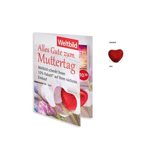 Carte à plier impression personnalisée, Figurine en chocolat au lait