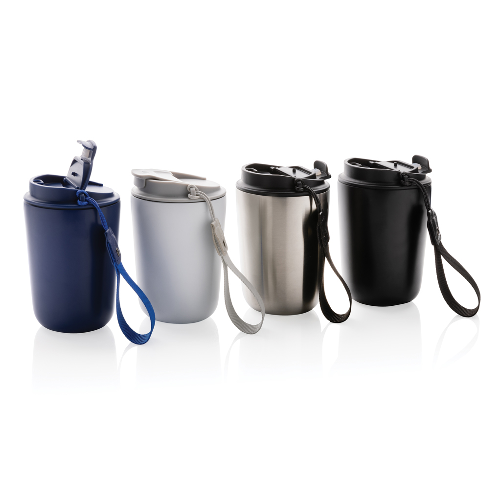 Mug iso en acier inoxydable recyclé RCS avec lanière Cuppa