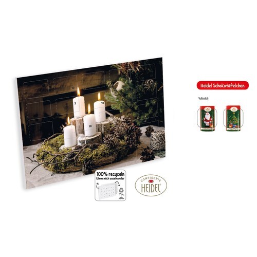 Calendrier de l'Avent HEIDEL à accrocher impression personnalisée, Des barres de chocolat de Heidel