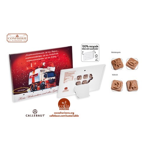 Calendrier de l'Avent à poser personnalisé, Callebaut chocolat au lait calendrier