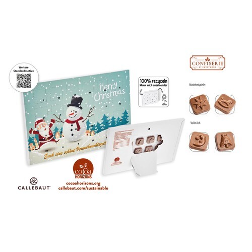 Calendrier de l'Avent à poser motif standard et repiquage, Callebaut chocolat au lait calendrier