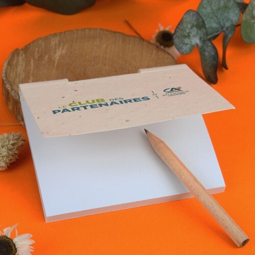 Bloc-note papier graines avec mini crayon