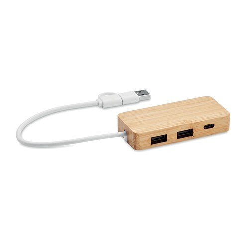 HUBBAM Hub USB 3 ports en bambou