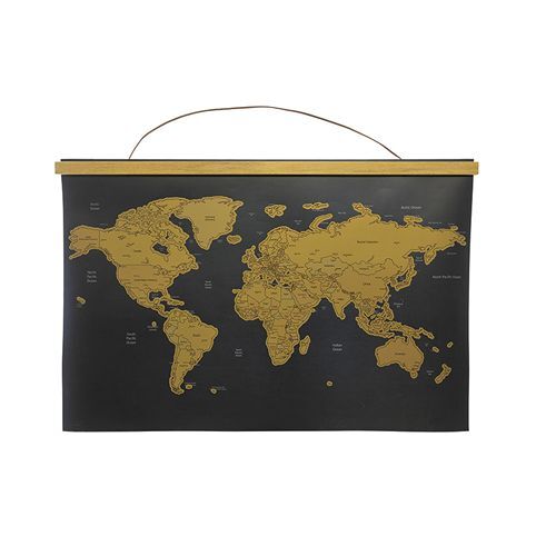 Carte à gratter 'Marco Polo' (Monde), avec système d'accroche murale