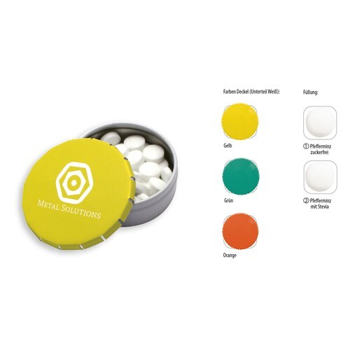 Boîte Klick Ø 45mm Duo Color, Pastilles à la menthe; Sans sucre