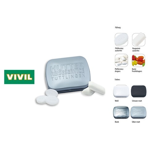 Boîte-à-charnière-59 embossée, Dragées aux fruits (Boîte)