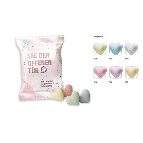 Coeurs en dextrose en sachet, coeurs en dextrose multicolore