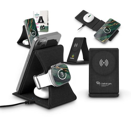 CHARGEUR INDUCTION 3 EN 1 ET SUPPORT PLIABLE EN rPET
