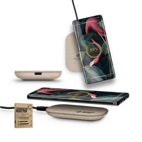 CHARGEUR PAR INDUCTION RAPIDE 15W EN MATIERE RPET ET CHANVRE