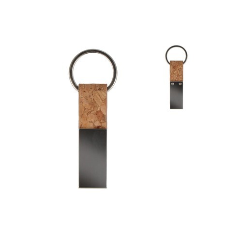 Porte-clés rectangulaire en liège et métal