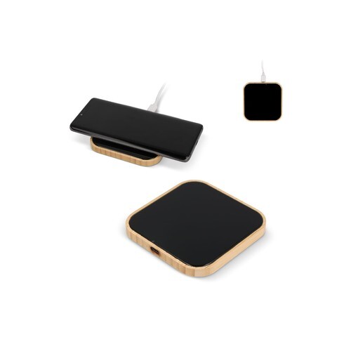 Chargeur sans fil bambou et verre 10W