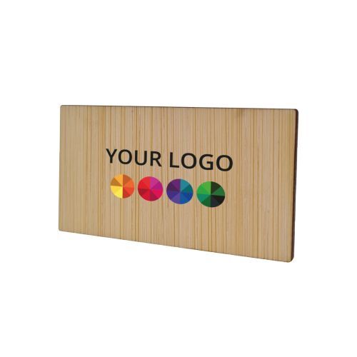 Badge Bamboo Rectangle 74x40mm, Magnet, Impression Quadri