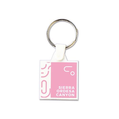 PORTE CLES PLASTIQUE SOUPLE CARRE 35x35 mm (anneau 25 mm)