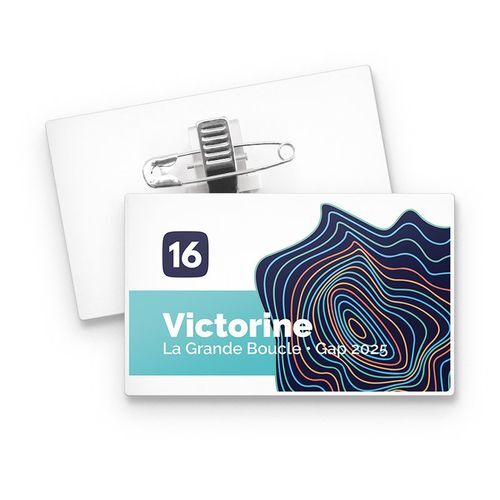 BADGE PLASTIQUE (PS) RECTANGLE 70x43 mm AVEC PINCE EPINGLE