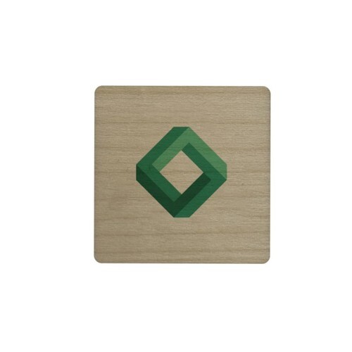 Badge en bois AIMANTÉ - France Carré 40 mm Plaqué bois