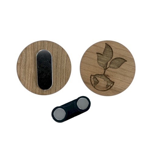 Badge en bois AIMANTÉ - France Carré 40 mm Bois véritable