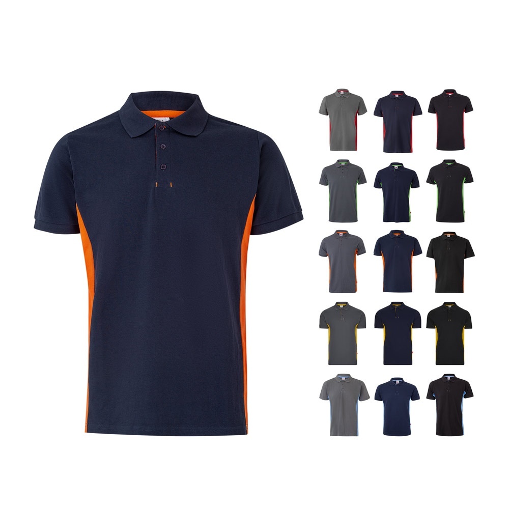 VL SUPAY. Polo piqué bicolore (180g/m²), manches courtes, en coton (60%) et polyester (40%)