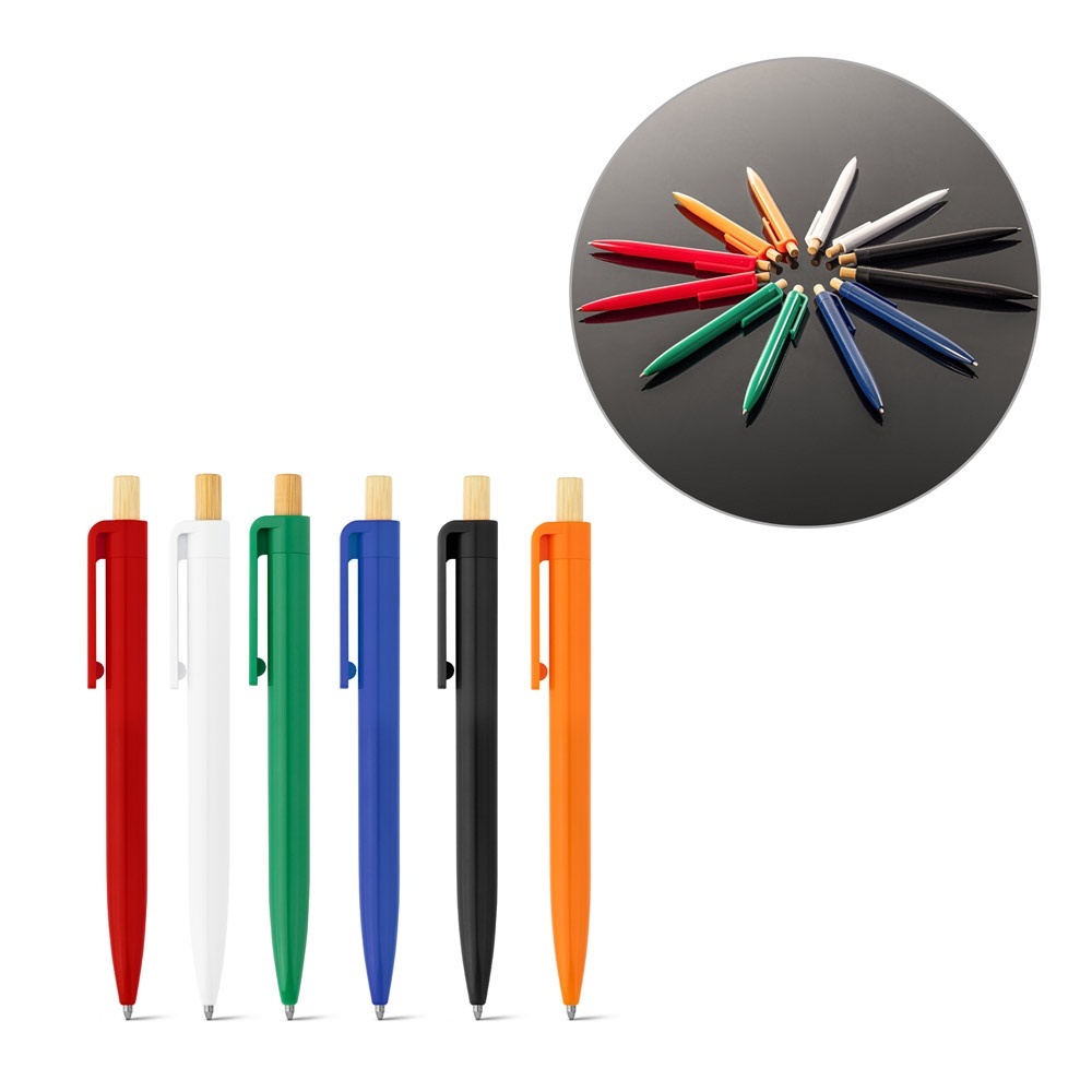 ZARA. Stylo à bille en ABS recyclé (100% rABS) avec bouton en bambou