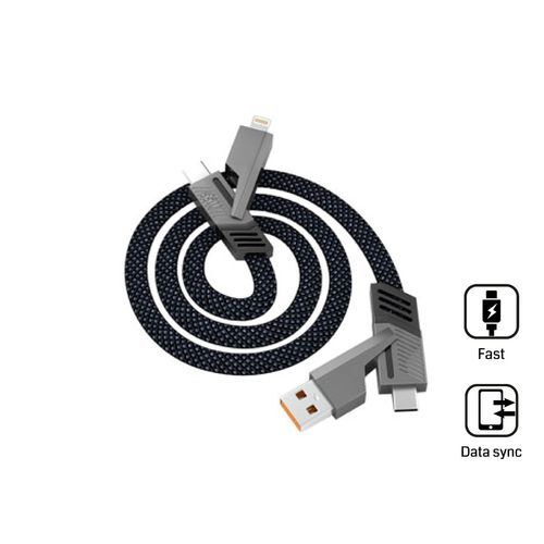 Câble universel 4 en 1 'Orlando', 1m, gris anthracite