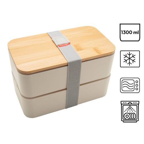 Bento 'Nagano', blanc, avec couvercle en bambou