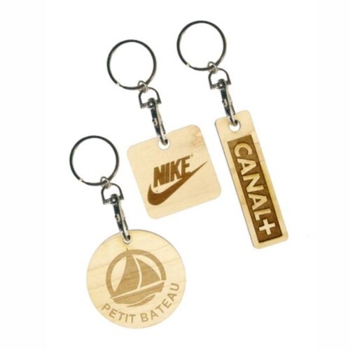 Porte-clés ECO PLAQUE BOIS rond - 40 mm