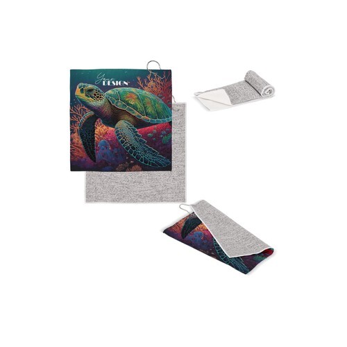 Serviette de golf à séchage rapide avec crochet R-PET 30 x 30 cm sublimation