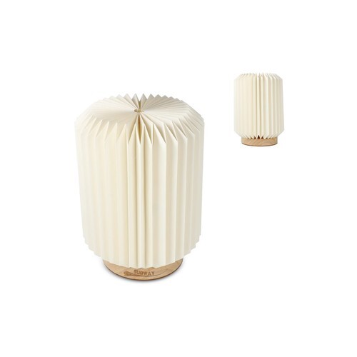 Lampe LED en papier pliable Coollux Aurore sur socle en bois, 22cm