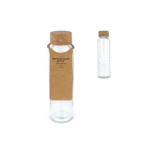 Bouteille en verre recyclé avec bouchon en liège 500ml