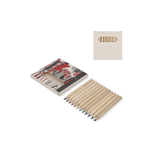 12 crayons de couleur dans une boîte en brique de lait recyclé