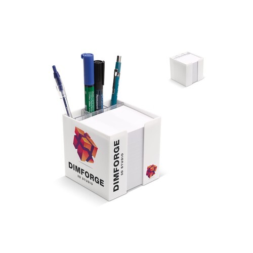 Bloc de papier 10x10x10cm dans une boîte cubique avec compartiments