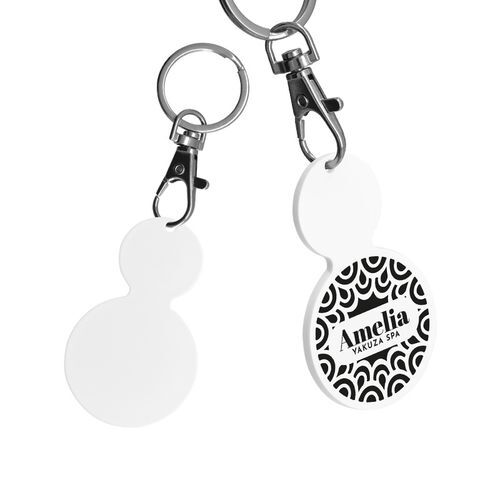 PORTE-CLES MOUSQUETON AVEC JETON FORME ROND Ø35
