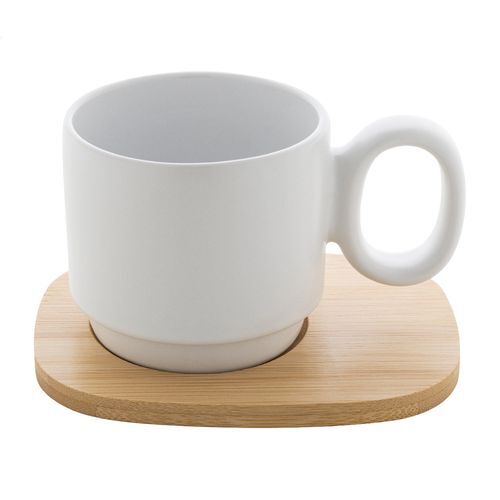 Mug en céramique avec plateau en bambou Kaguya