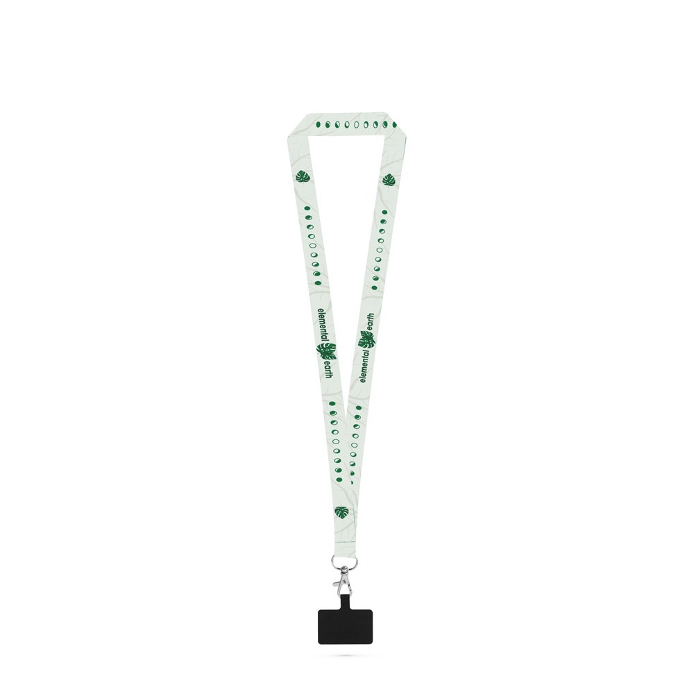 EPSOM. Lanyard de sublimation en polyester recyclé (100% rPET) avec mousqueton et support pour smartphone