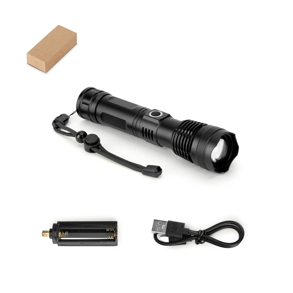 YVIAN. Lampe torche rechargeable de 10 W en aluminium (100% rAL)