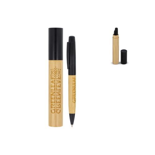 Stylo à bille métallique en bambou dans un tube