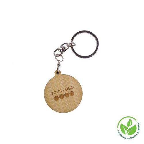 Key Ring Bamboo (Rond 32 mm, Gravure ronde 32 mm, Porte-clés, Accessoire inclus)
