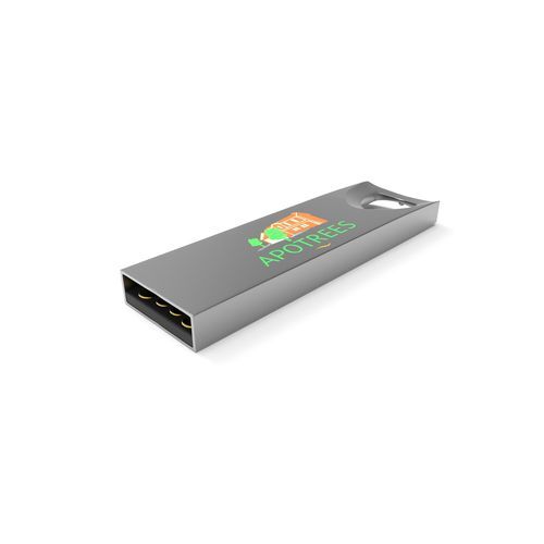 USB Stick Triangle (Argent, 4 Go 2.0, Impression en quadrichromie recto, Pas de téléversement de données)