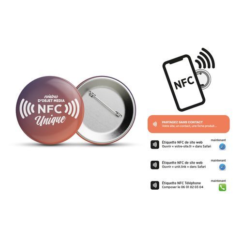 BADGE BOUTON AVEC PUCE NFC