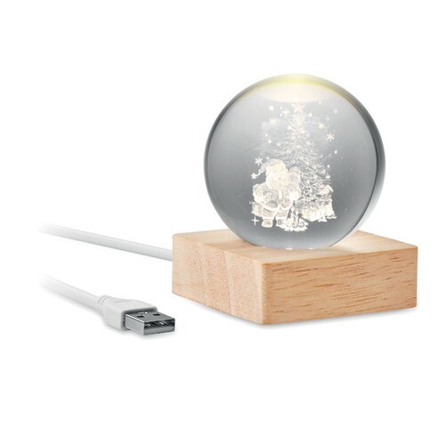 SANTA LIGHT Boule de Noël verre avec LED