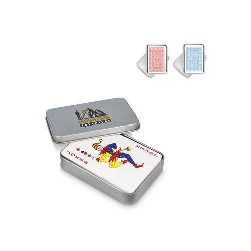Jeu de cartes dans une boîte en fer-blanc