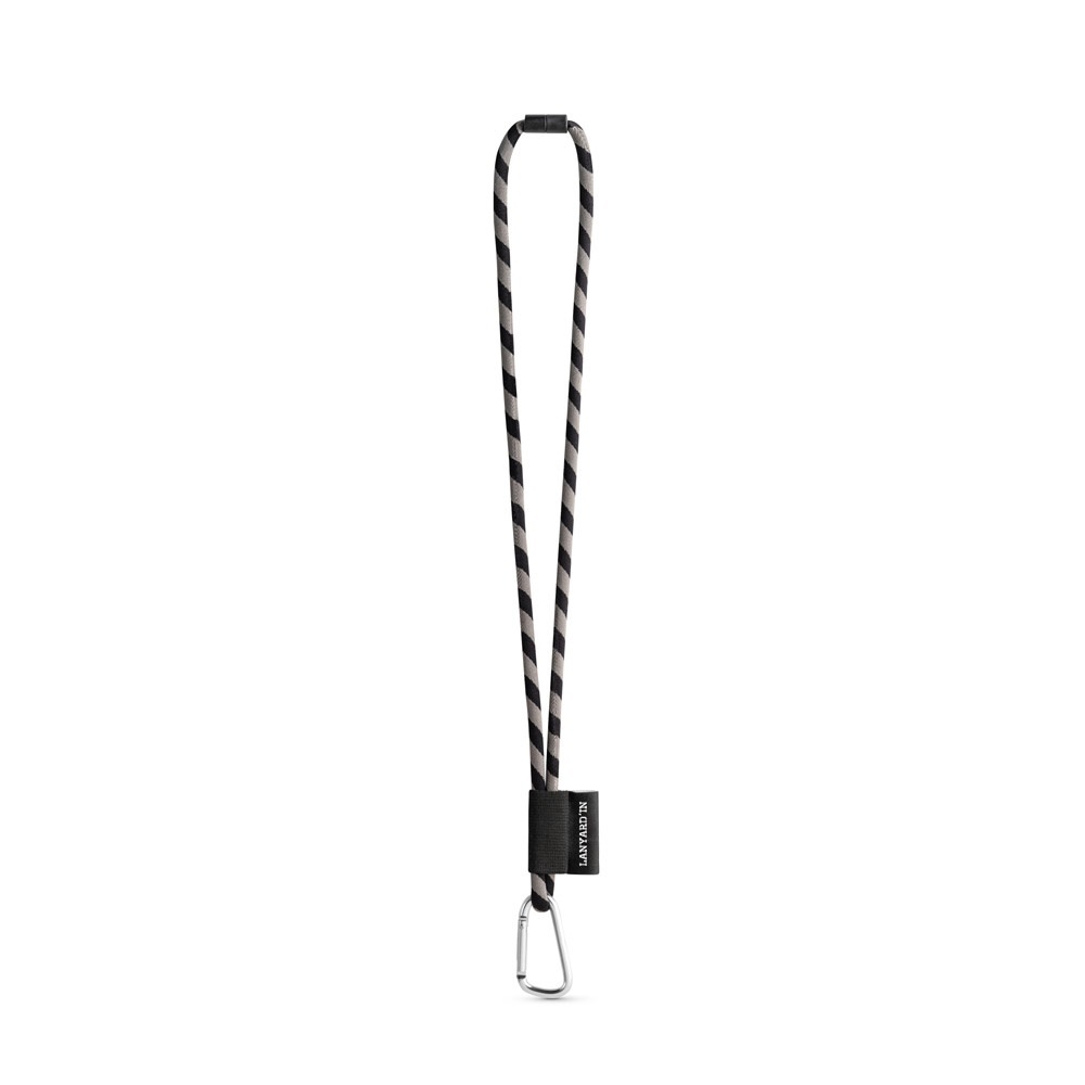 SET Lanyard TUBE Long (Ø 7 mm) avec mousqueton en forme de D de 55 mm et fermoir de sécurité Ø 7 mm