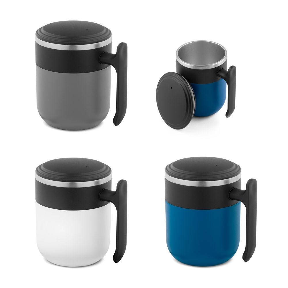 MALDINI. Mug de voyage avec paroi intérieure en acier inoxydable et finition mate, 400 mL