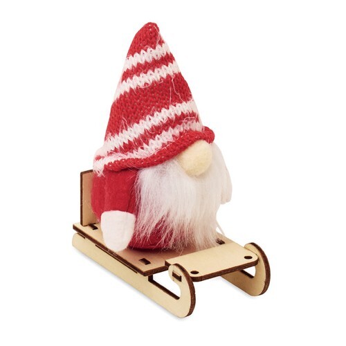 FROSTY SLEIGH Lutin sur un traîneau en bois
