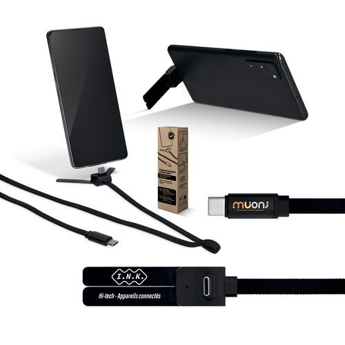 CÂBLE DE CHARGE RAPIDE USB-C AVEC SUPPORT DE TÉLÉPHONE PLIABLE
