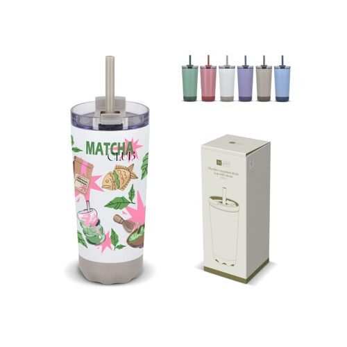 Gobelet Norden InSideOut en acier inoxydable à double paroi avec paille, 600 ml