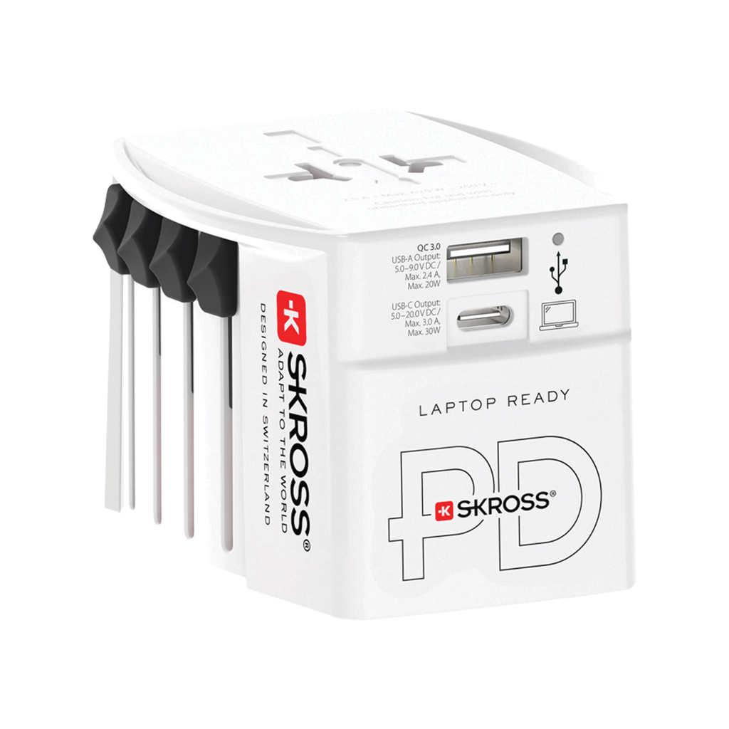 SKROSS Adaptateur de voyage 30W et PD, ports USB A et C MUV